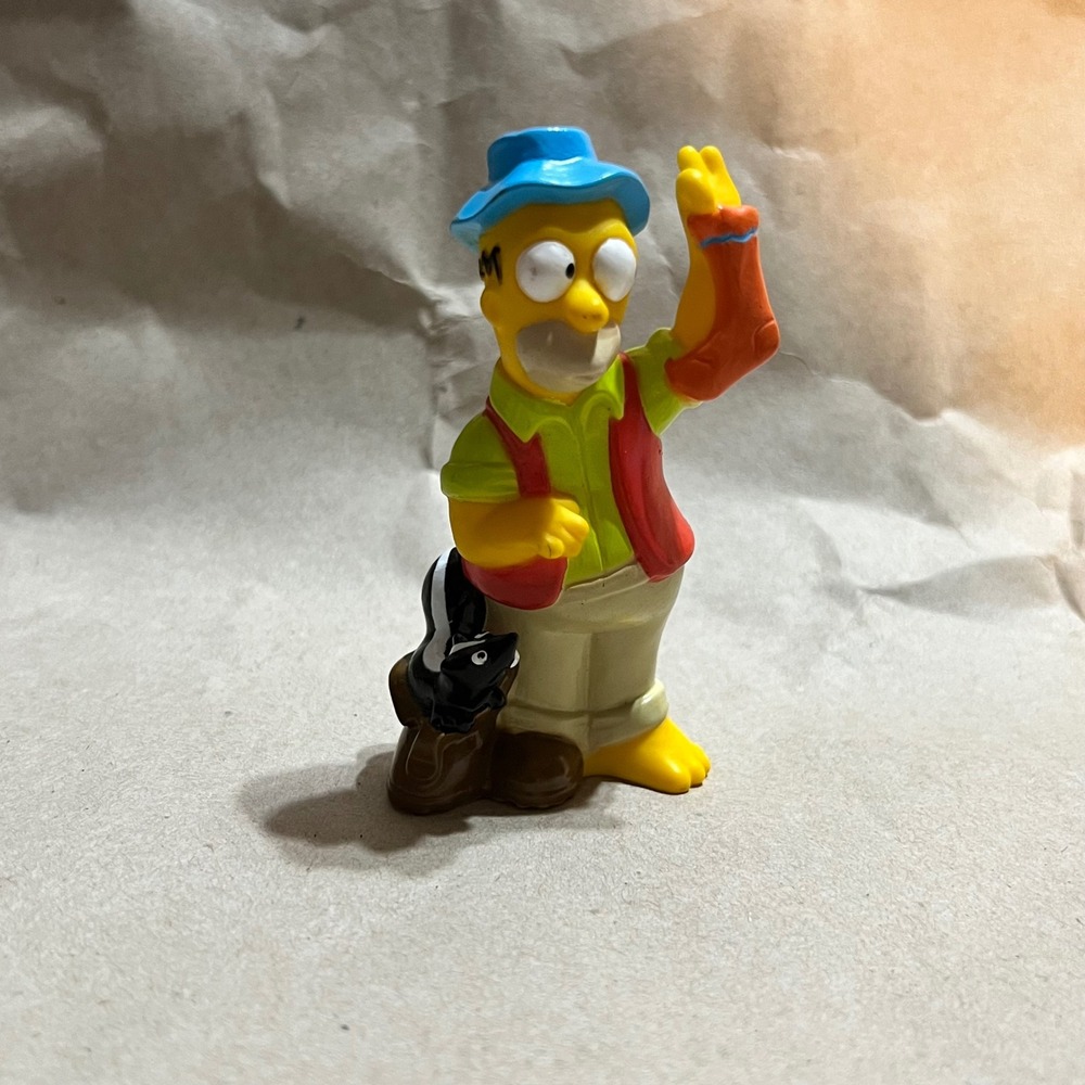 The Simpsons 3" Homer Simpson Camping PVC Figure 1990 Vintage TCFCP Skunk Waving
